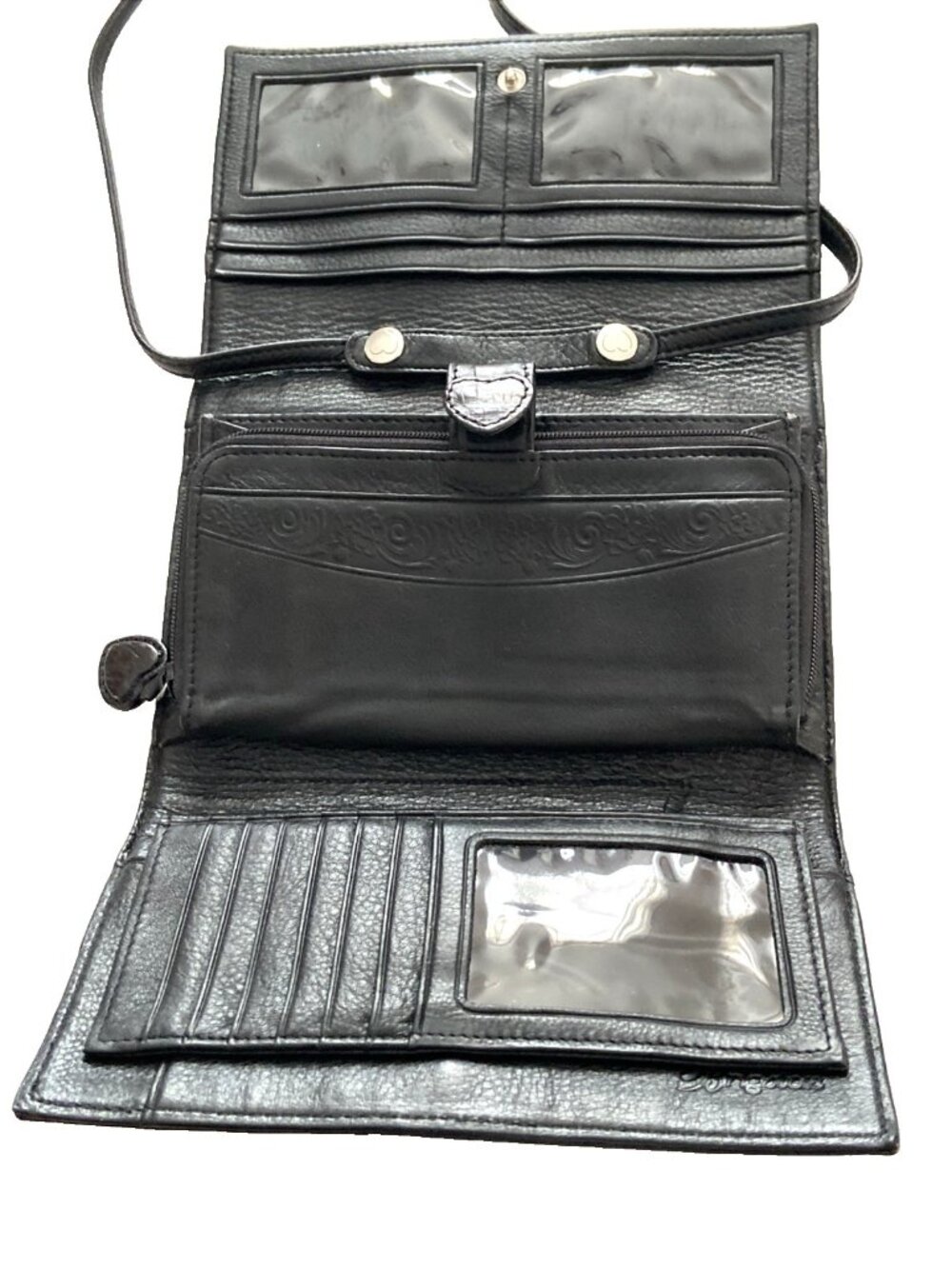 BRIGHTON Brown Leather Croc Wallet Organizer Purse/Crossbody Bag - Picture 5 of 8